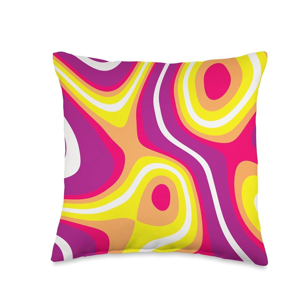 7979 Yellow Pink Purple Bubble Swirl Abstract Art Design Pattern Throw